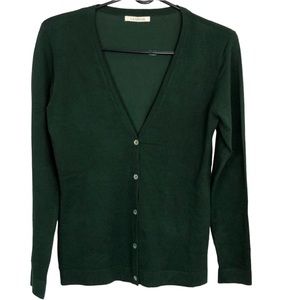 NEW NWT LANIDOR Forest Green V neck button up cardigan Viscose blend Size Medium